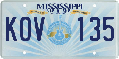 MS license plate KOV135