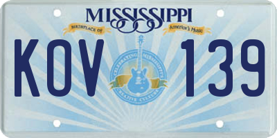 MS license plate KOV139