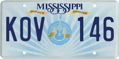 MS license plate KOV146