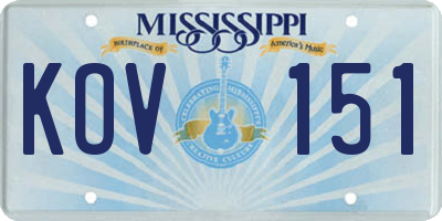 MS license plate KOV151
