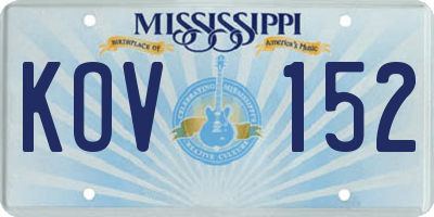 MS license plate KOV152