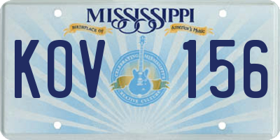MS license plate KOV156