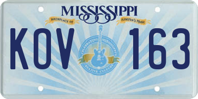 MS license plate KOV163
