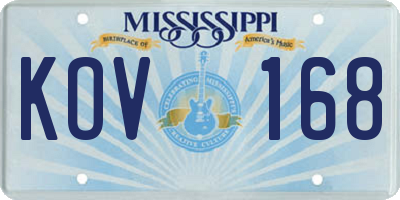 MS license plate KOV168