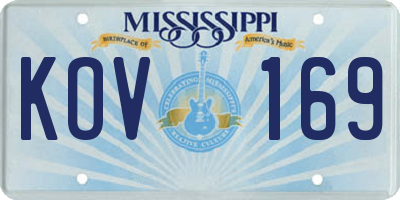 MS license plate KOV169