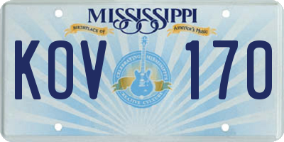 MS license plate KOV170