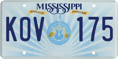 MS license plate KOV175