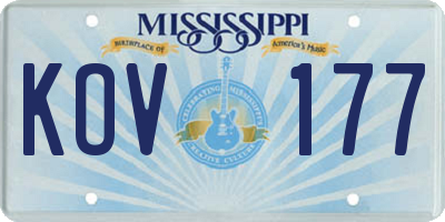 MS license plate KOV177