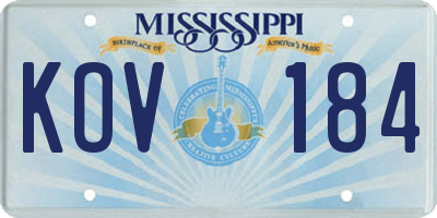 MS license plate KOV184