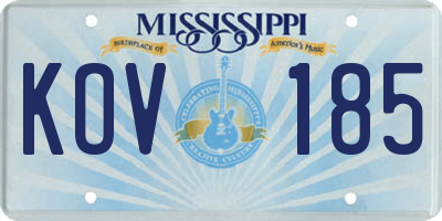 MS license plate KOV185