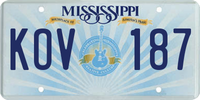 MS license plate KOV187