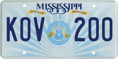 MS license plate KOV200