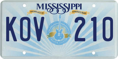 MS license plate KOV210