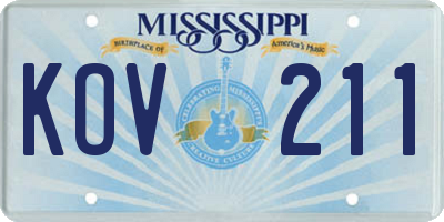 MS license plate KOV211