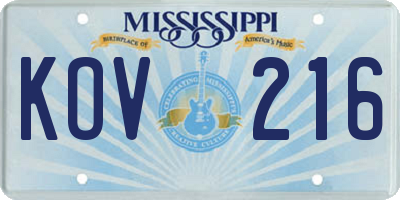 MS license plate KOV216