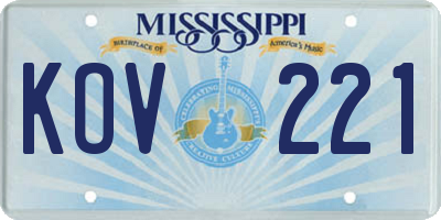 MS license plate KOV221