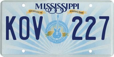 MS license plate KOV227