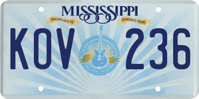 MS license plate KOV236