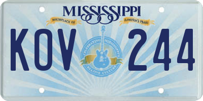 MS license plate KOV244