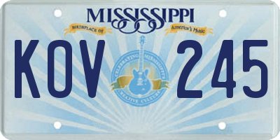 MS license plate KOV245