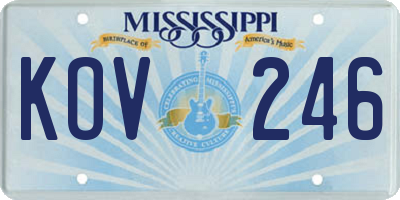 MS license plate KOV246