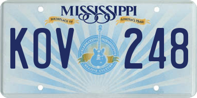 MS license plate KOV248