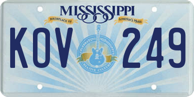 MS license plate KOV249