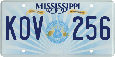 MS license plate KOV256