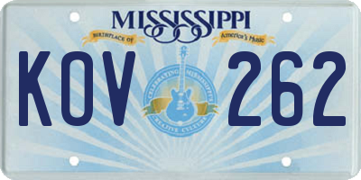 MS license plate KOV262