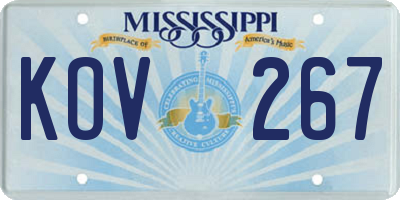 MS license plate KOV267