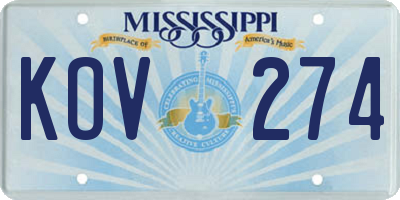MS license plate KOV274