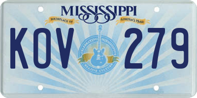 MS license plate KOV279