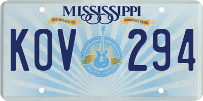 MS license plate KOV294