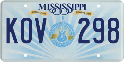 MS license plate KOV298