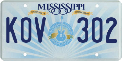 MS license plate KOV302