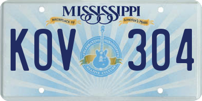 MS license plate KOV304