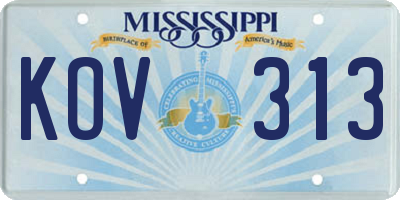 MS license plate KOV313