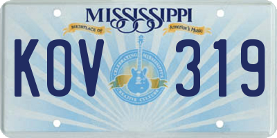 MS license plate KOV319