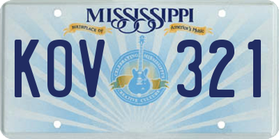 MS license plate KOV321