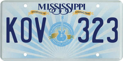MS license plate KOV323