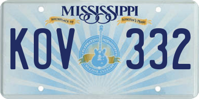 MS license plate KOV332