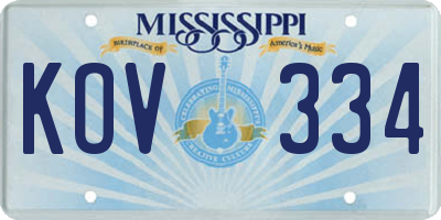 MS license plate KOV334
