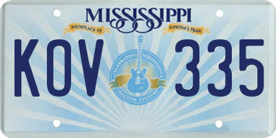 MS license plate KOV335