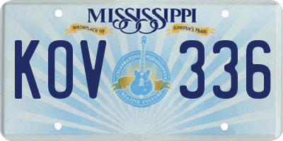 MS license plate KOV336