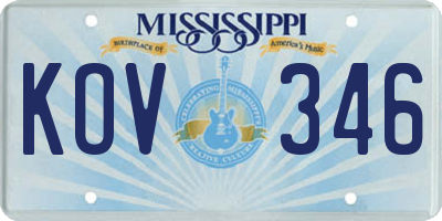 MS license plate KOV346