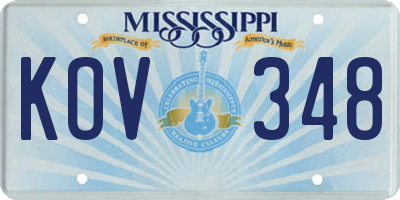 MS license plate KOV348