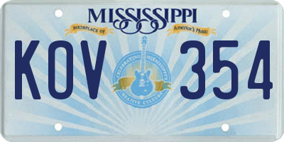 MS license plate KOV354