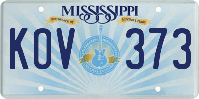 MS license plate KOV373