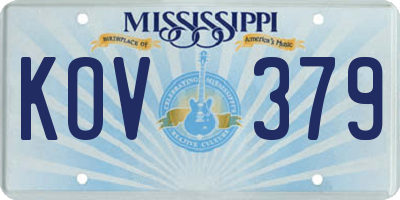 MS license plate KOV379