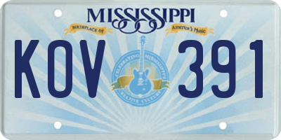 MS license plate KOV391